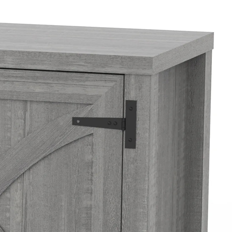 58 Inch Farmhouse Electric Fireplace TV Stand with Barn Door Cabinets and 3D Flame Effect