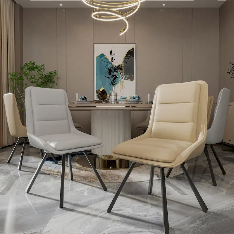 2 Pack Upholstered 360 Swivel Dining Chairs with Metal Legs