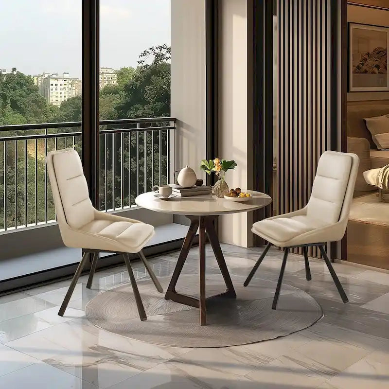 2 Pack Upholstered 360 Swivel Dining Chairs with Metal Legs