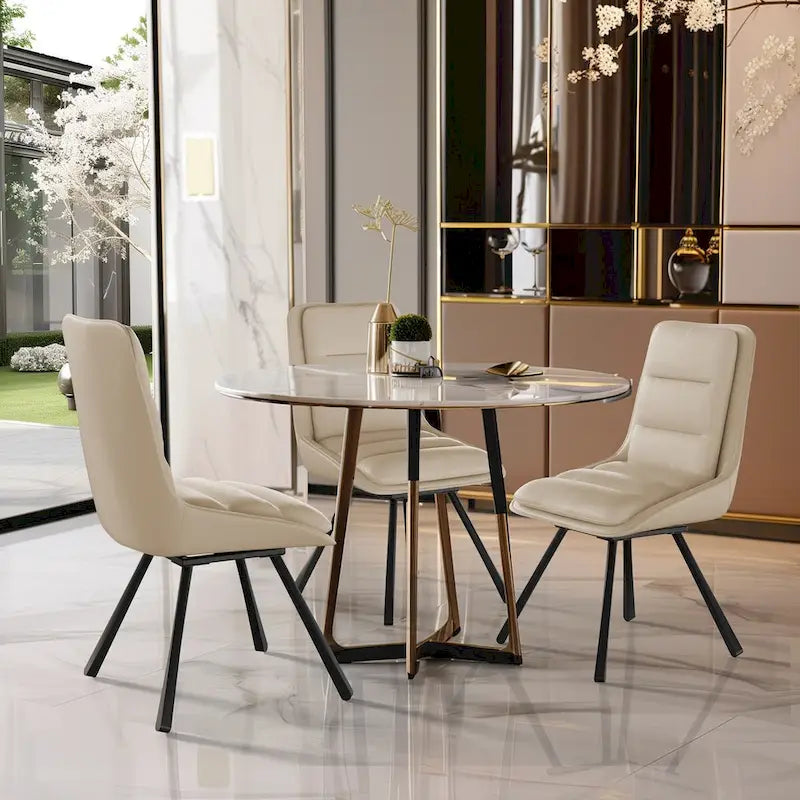 2 Pack Upholstered 360 Swivel Dining Chairs with Metal Legs