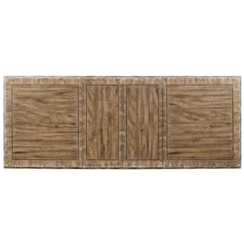 Extendable Farmhouse Dining Table 72 to 108 Inches with Two 18-Inch Leaves Seats Up to 8 Distressed Finish